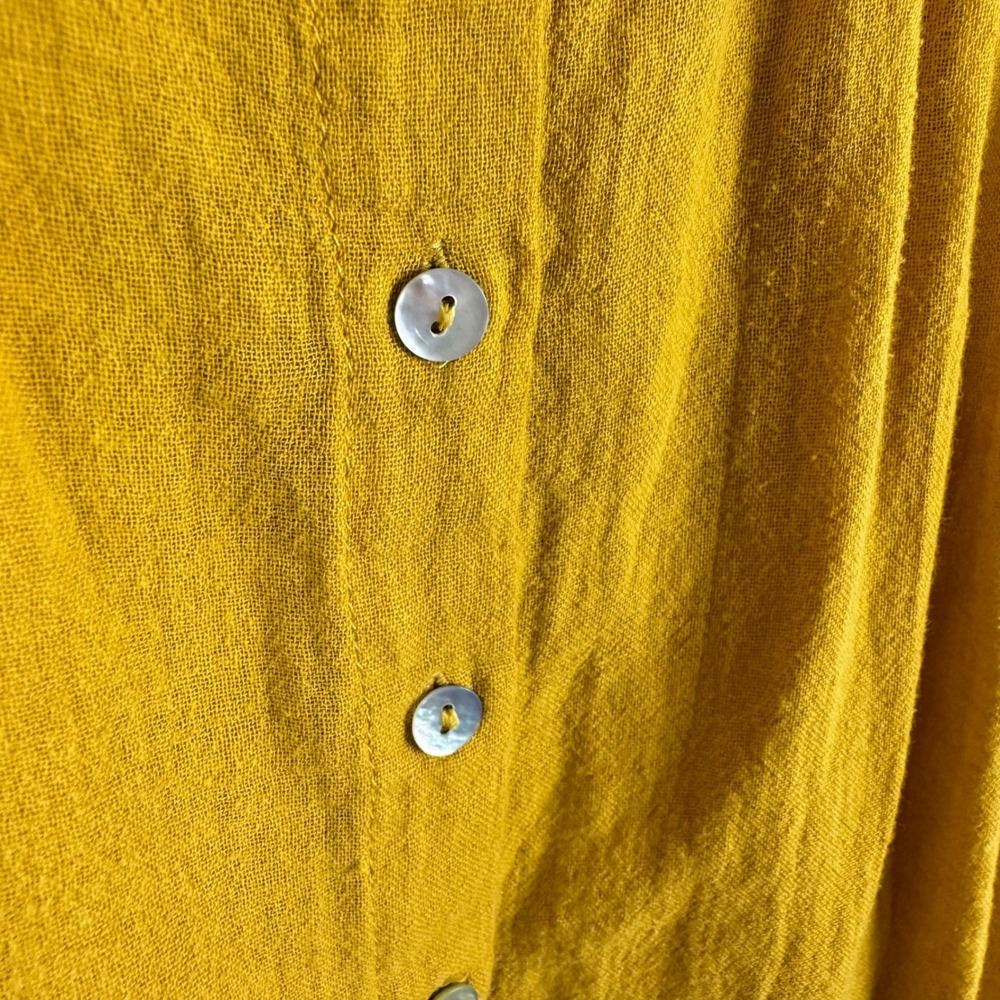 Sundance Mustard Yellow Embroidered Cotton Gauze Button Up Top Oversized XL Boho - Picture 5 of 8